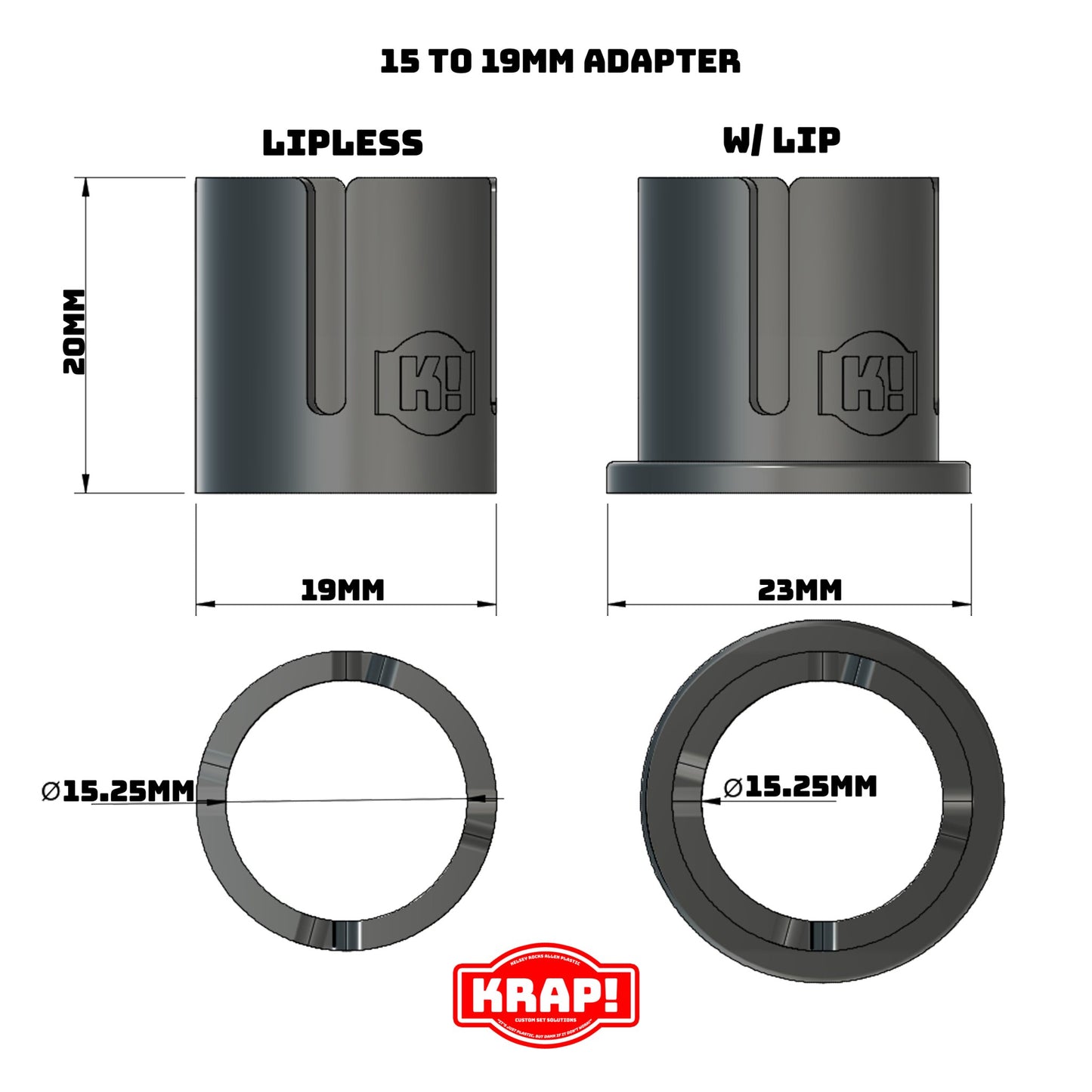 15 to 19mm Rail Adapter 2 Pack - KRAP! Custom Set Solutions