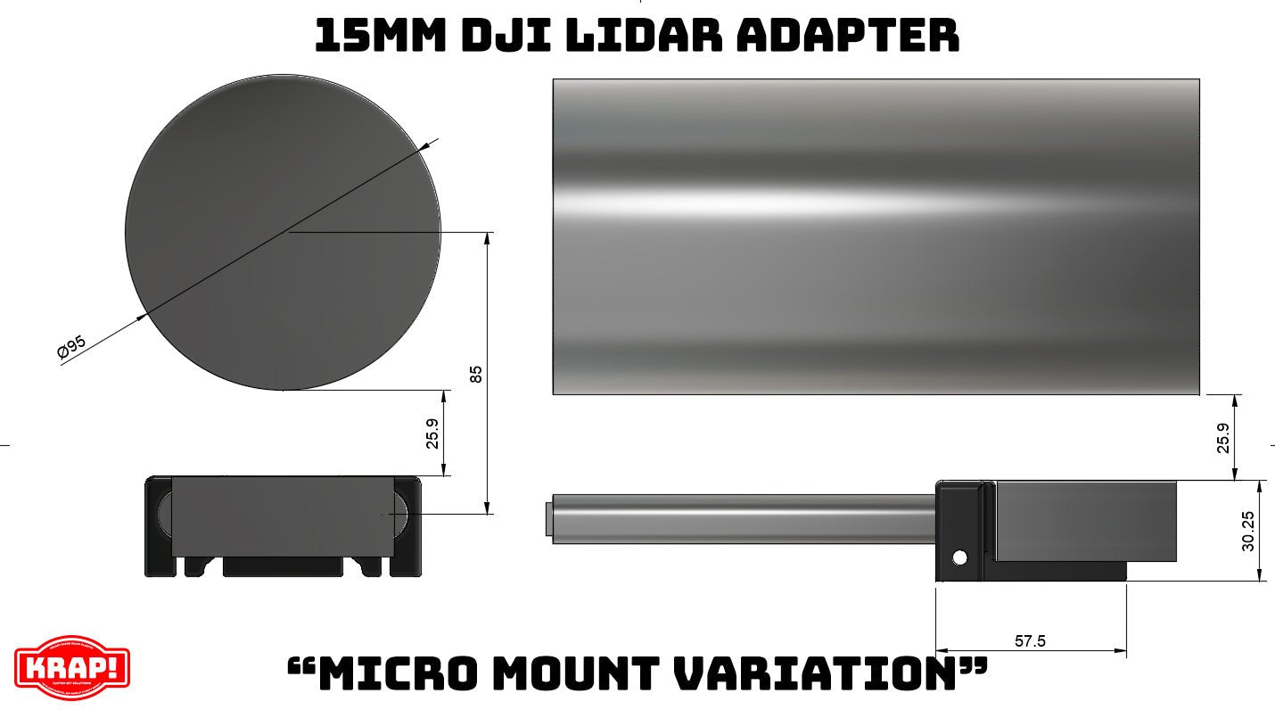 DJI LiDAR 15mm Adapters - KRAP! Custom Set Solutions