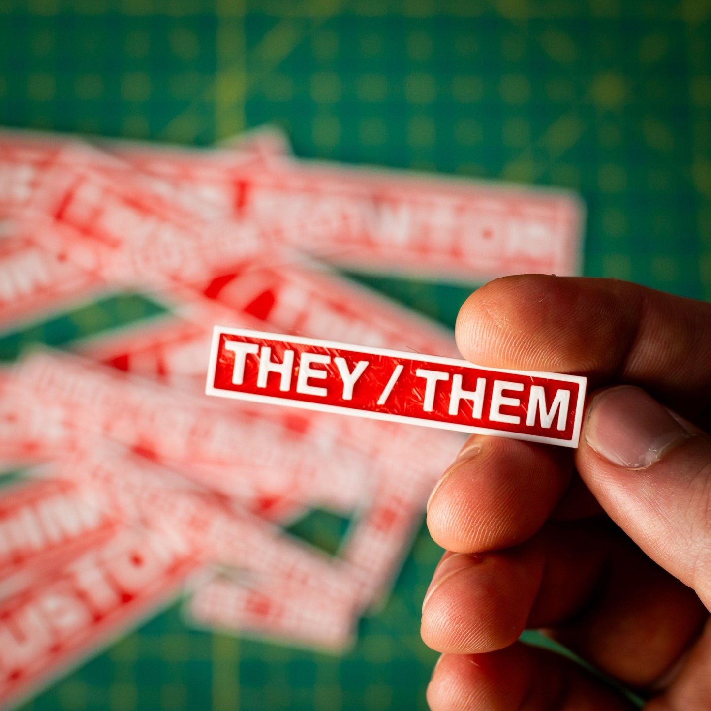 Pronoun Text Plate Small - They/Them - KRAP! Custom Set Solutions