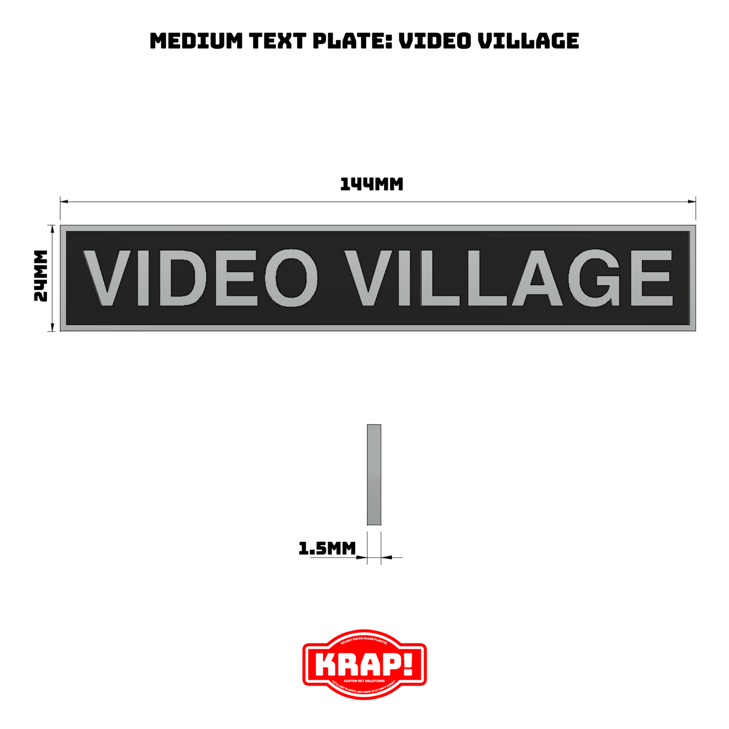 Video Village Text Plate - Medium - KRAP! Custom Set Solutions