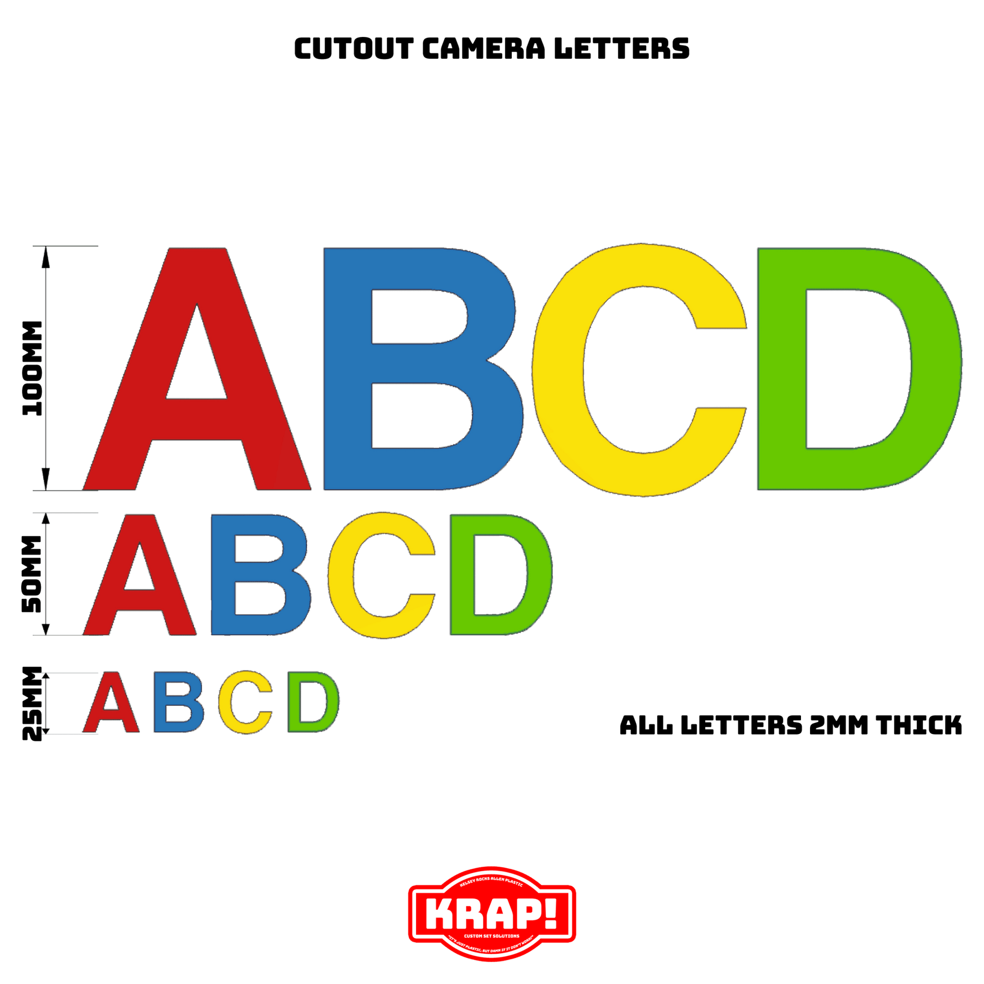 Camera Letters - Large Cutout Individual - KRAP! Custom Set Solutions