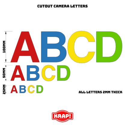 Camera Letters - Large Cutout Individual - KRAP! Custom Set Solutions