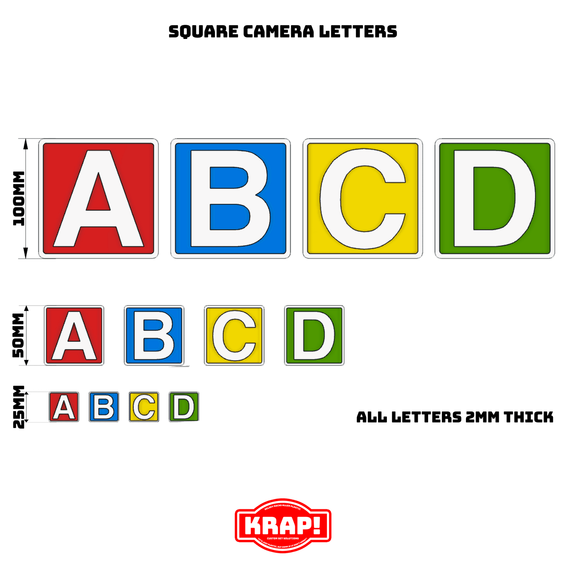 Camera Letters - Small Square Individual - KRAP! Custom Set Solutions