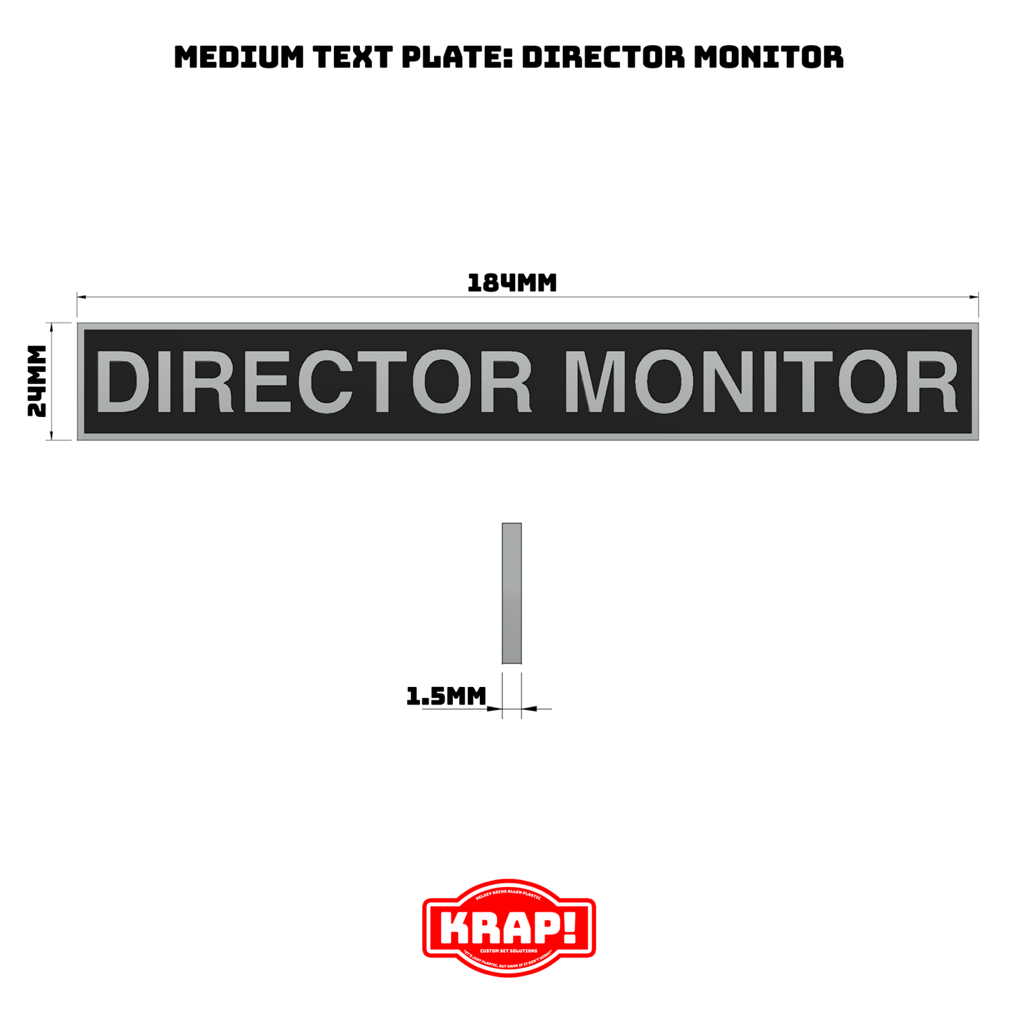 Director Monitor Text Plate - Medium - KRAP! Custom Set Solutions