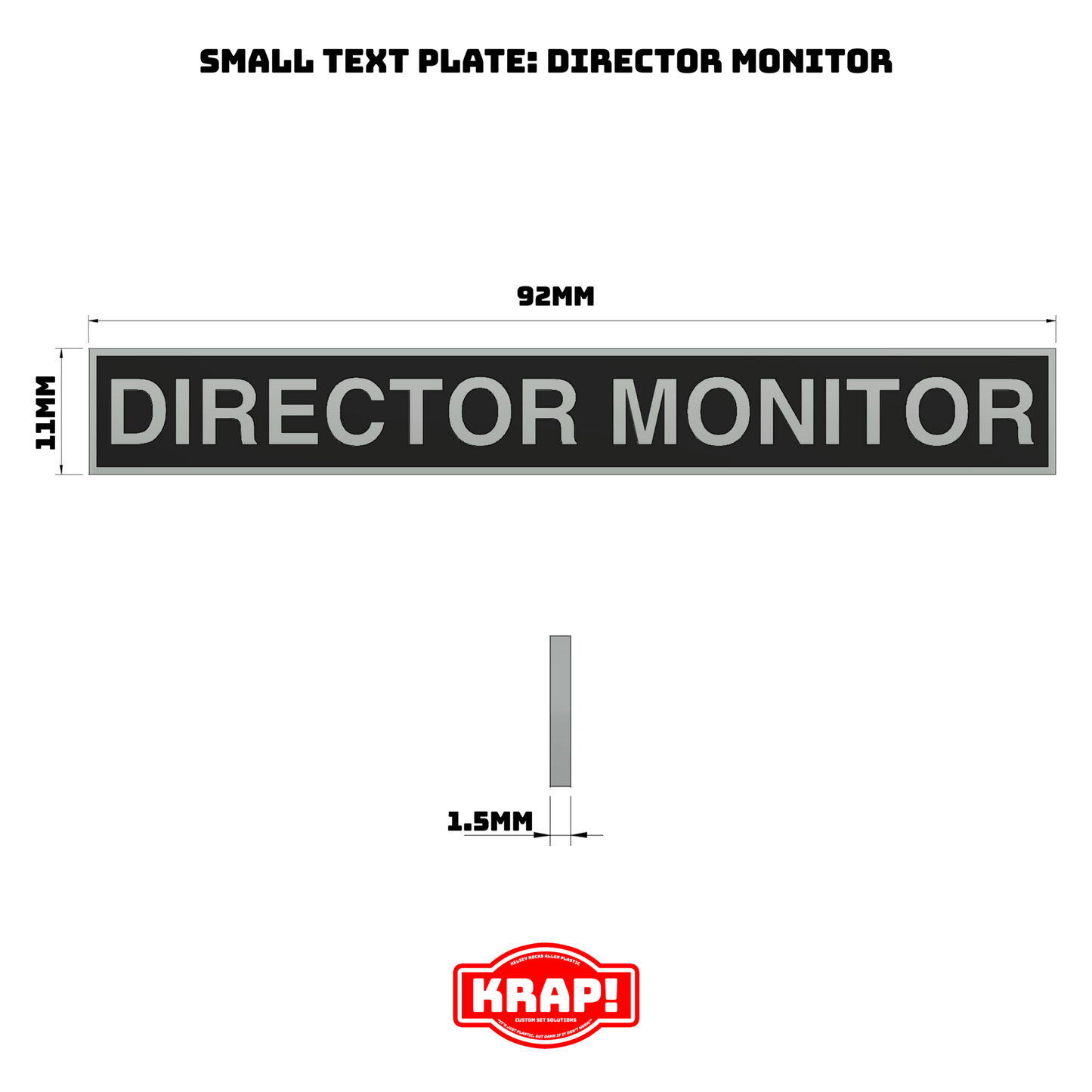 Director Monitor Text Plate - Small - KRAP! Custom Set Solutions
