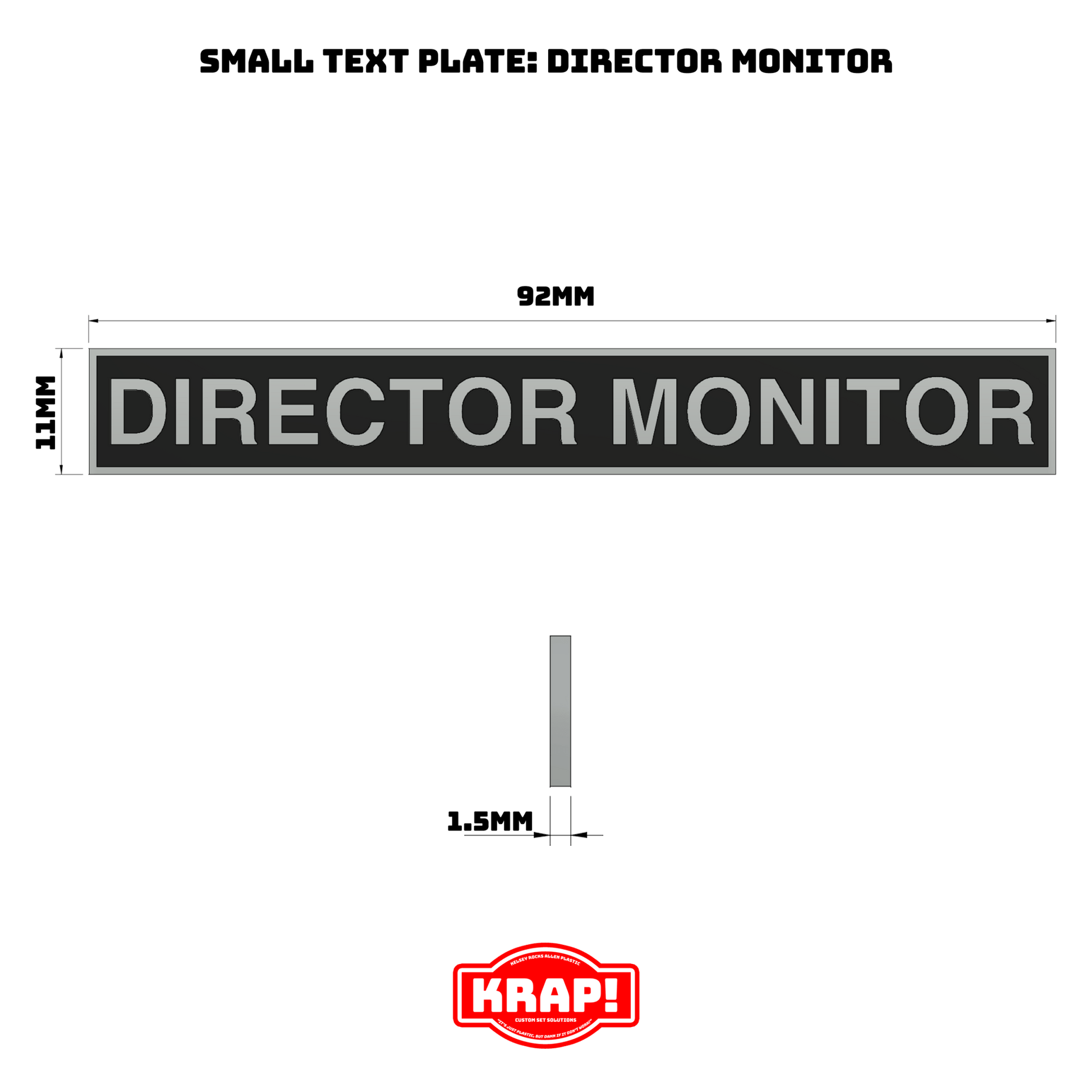 Director Monitor Text Plate - Small - KRAP! Custom Set Solutions