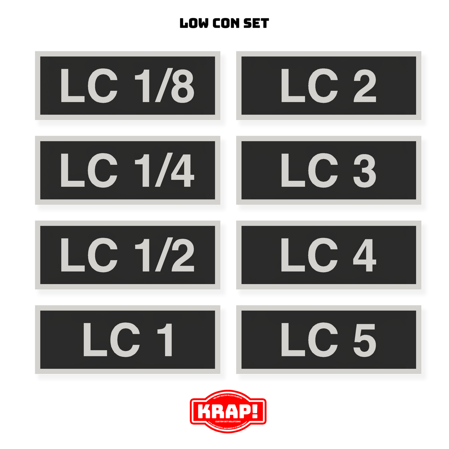 Filter Tag Set - Low Con - KRAP! Custom Set Solutions