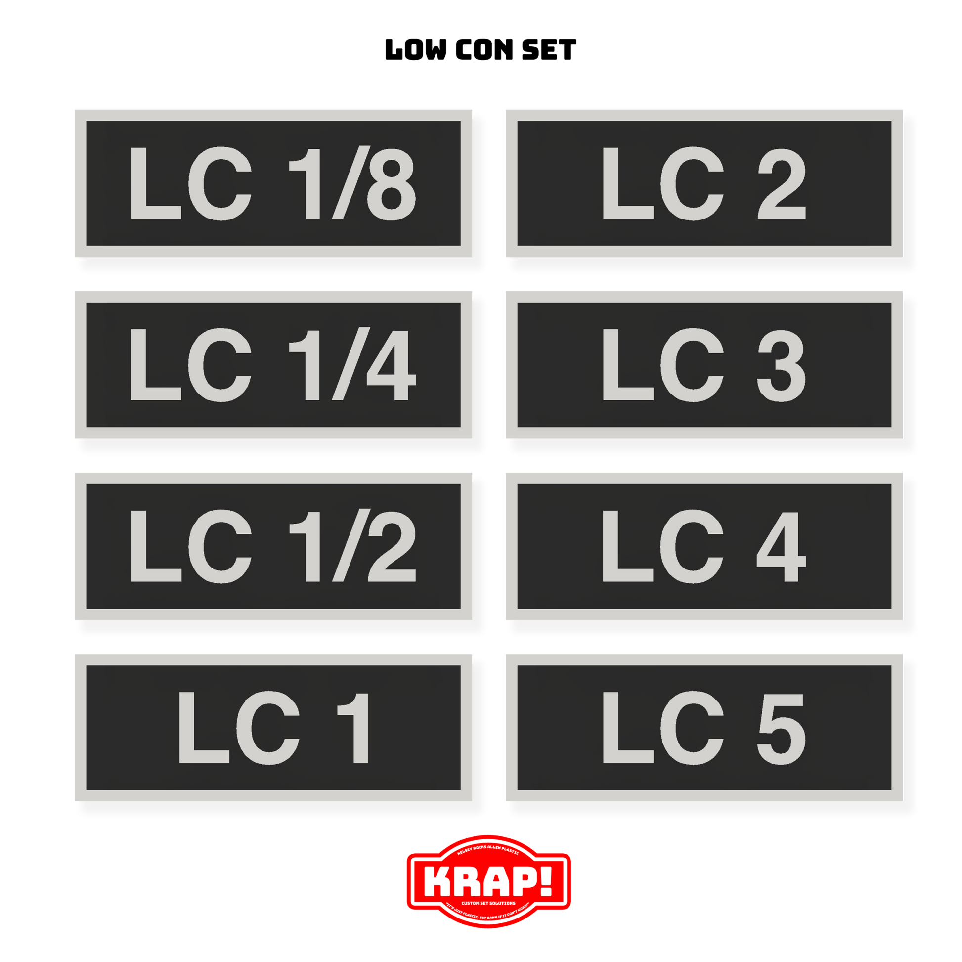 Filter Tag Set - Low Con - KRAP! Custom Set Solutions