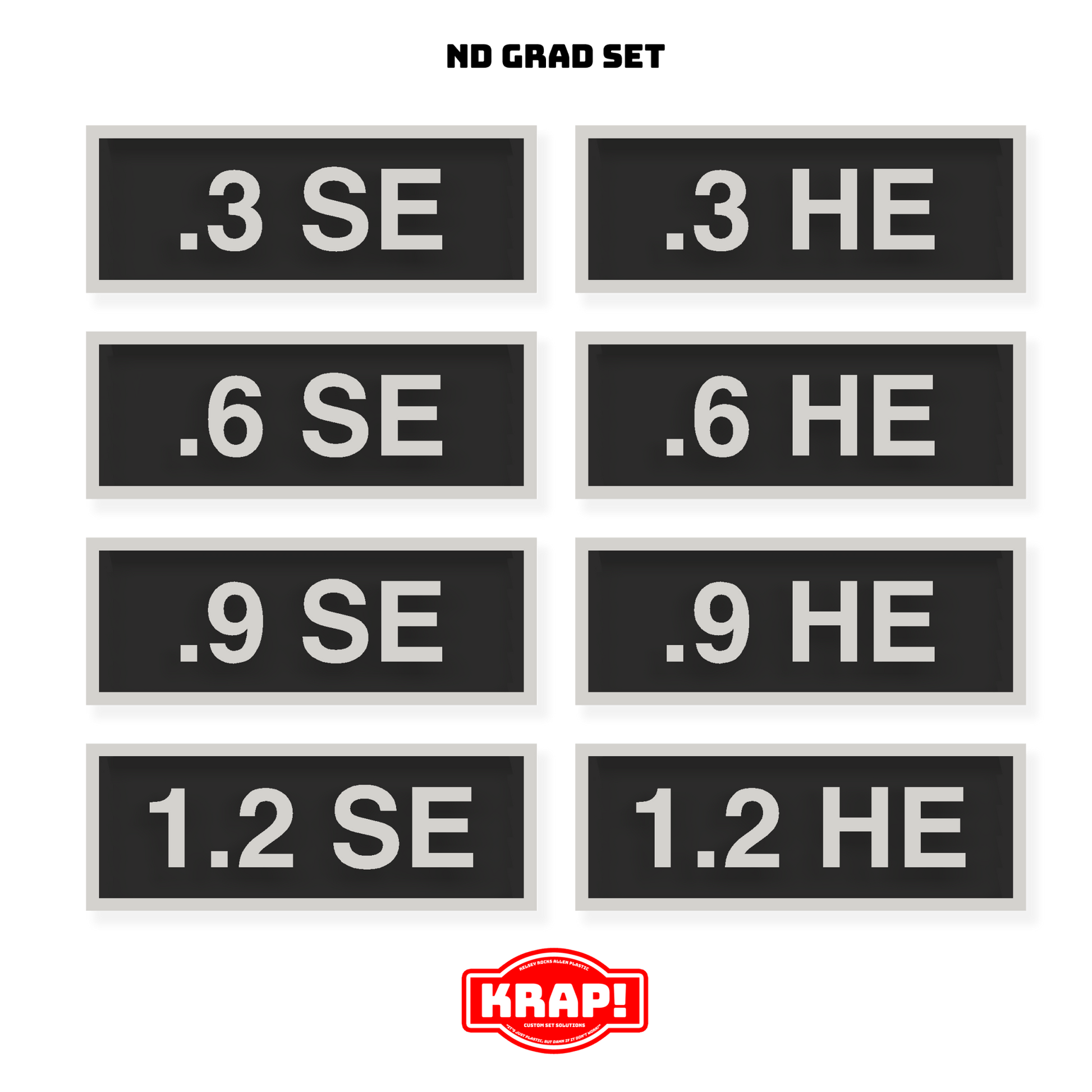 Filter Tag Set - ND Grads - KRAP! Custom Set Solutions