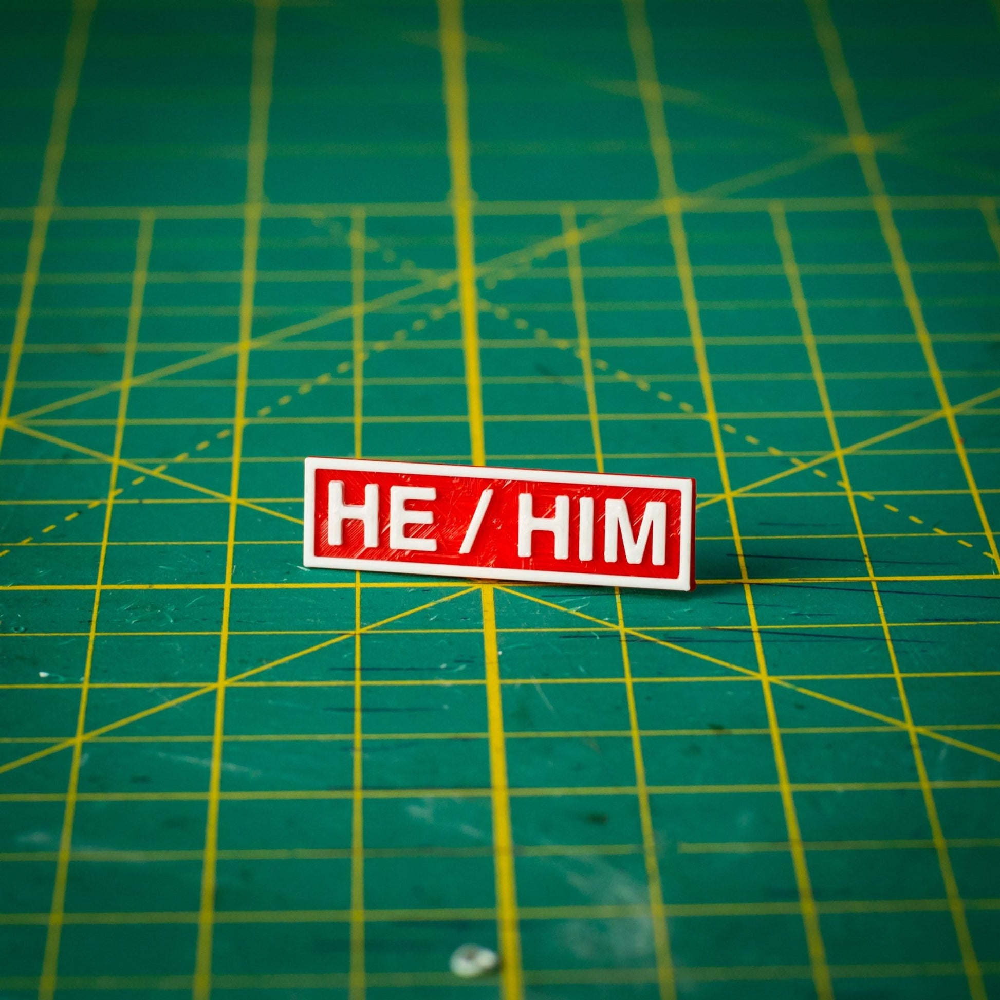 Pronoun Text Plate Small - He/Him - KRAP! Custom Set Solutions
