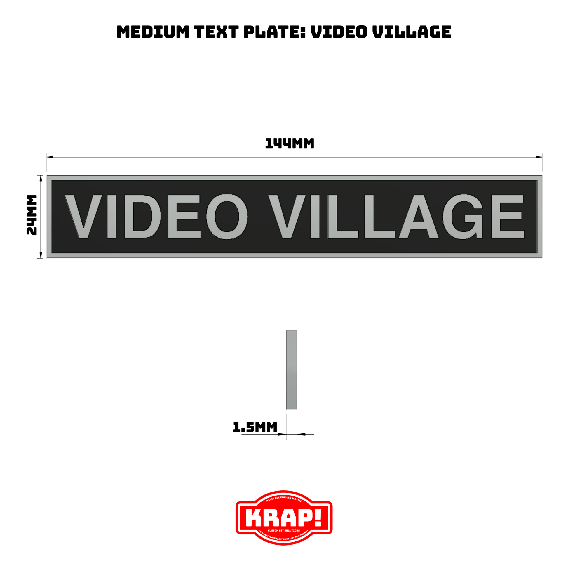 Video Village Text Plate - Medium - KRAP! Custom Set Solutions